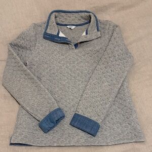 Crown & Ivy Quilted Pullover with Blue Accents